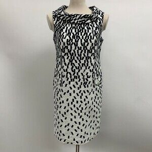 Just Taylor Women's Dress 2 White Blue Sleeveless Cowl Neck